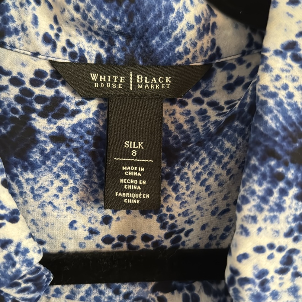 Woman’s medium WHBM royal blue dress shirt with gold buttons - Picture 2 of 4